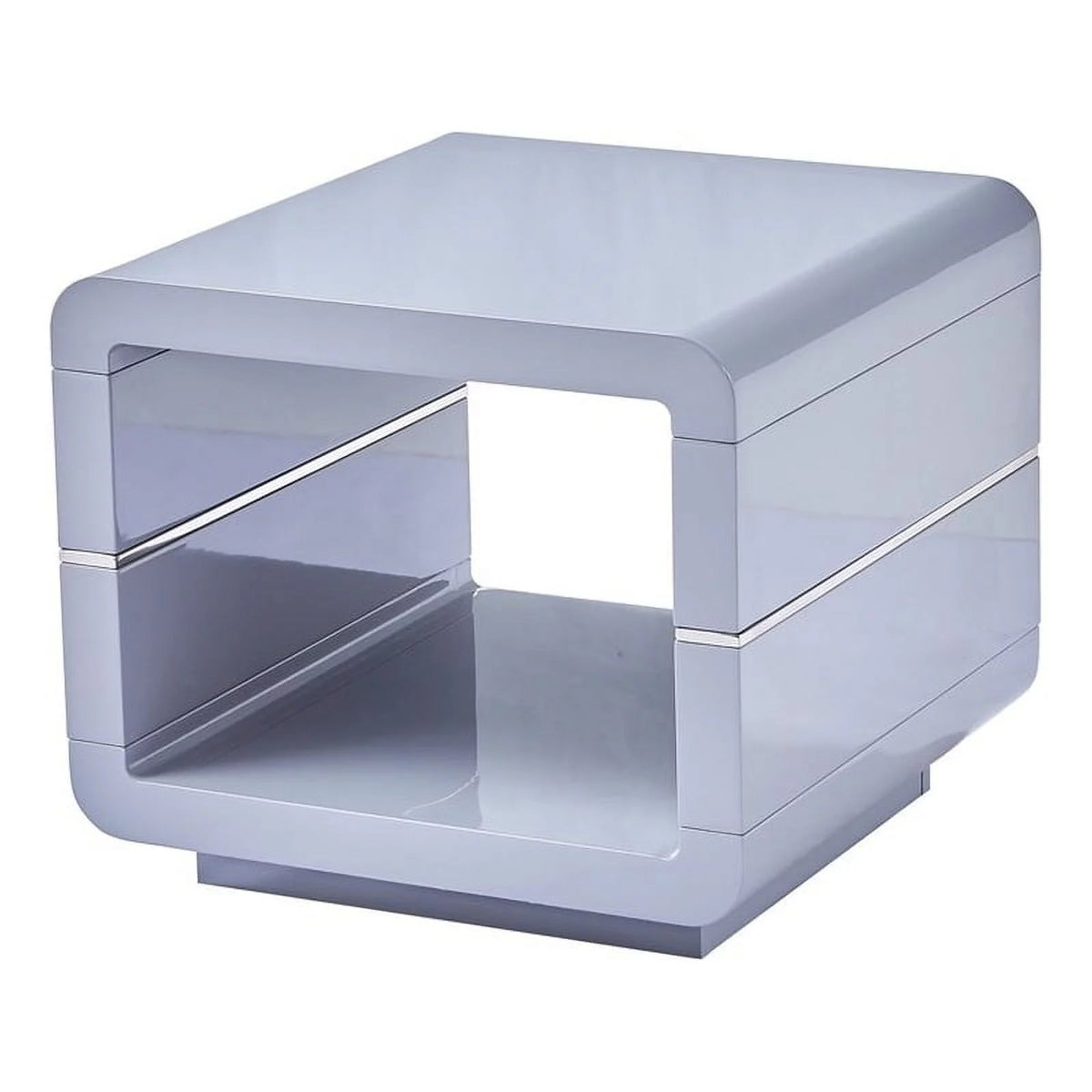 Wood End Table with Light Gray Lacquer Finish X9331