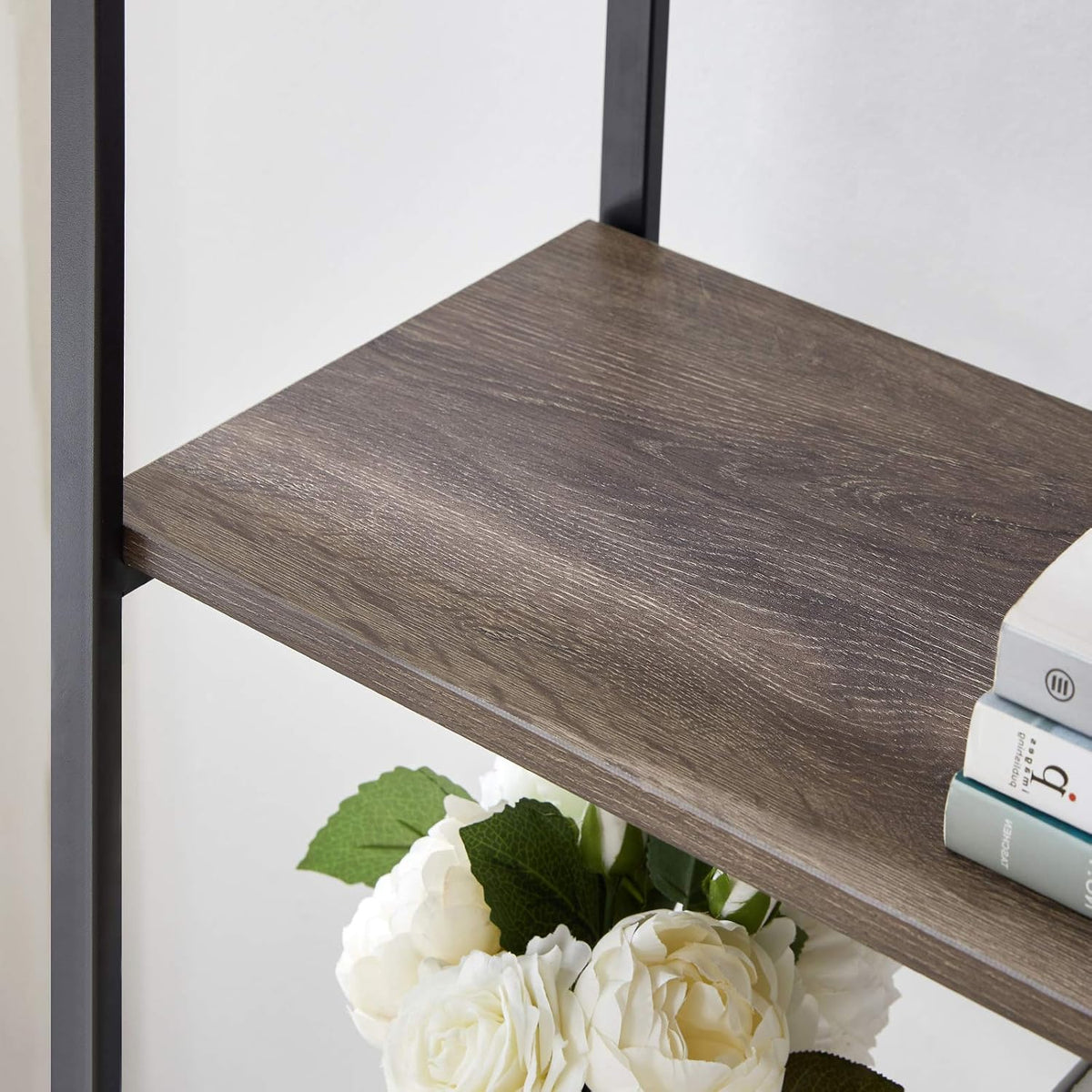 4-Tier Vintage Bookshelf with Metal Frame - Oak Grey A4767