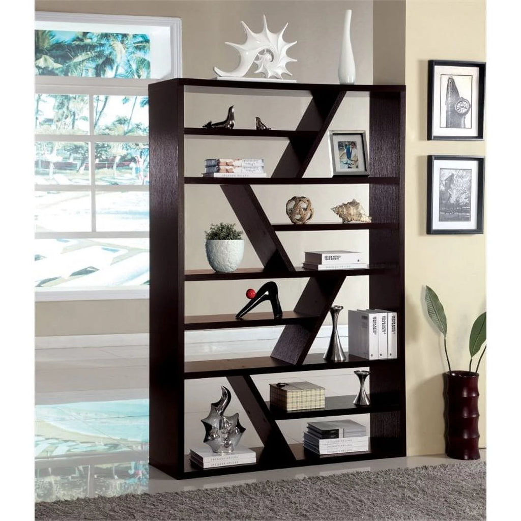 Espresso Wood Open Shelf Bookcase I7362