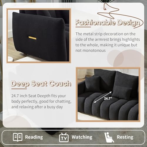 81" Beige Teddy Boucle 3-Seater Sofa W86329