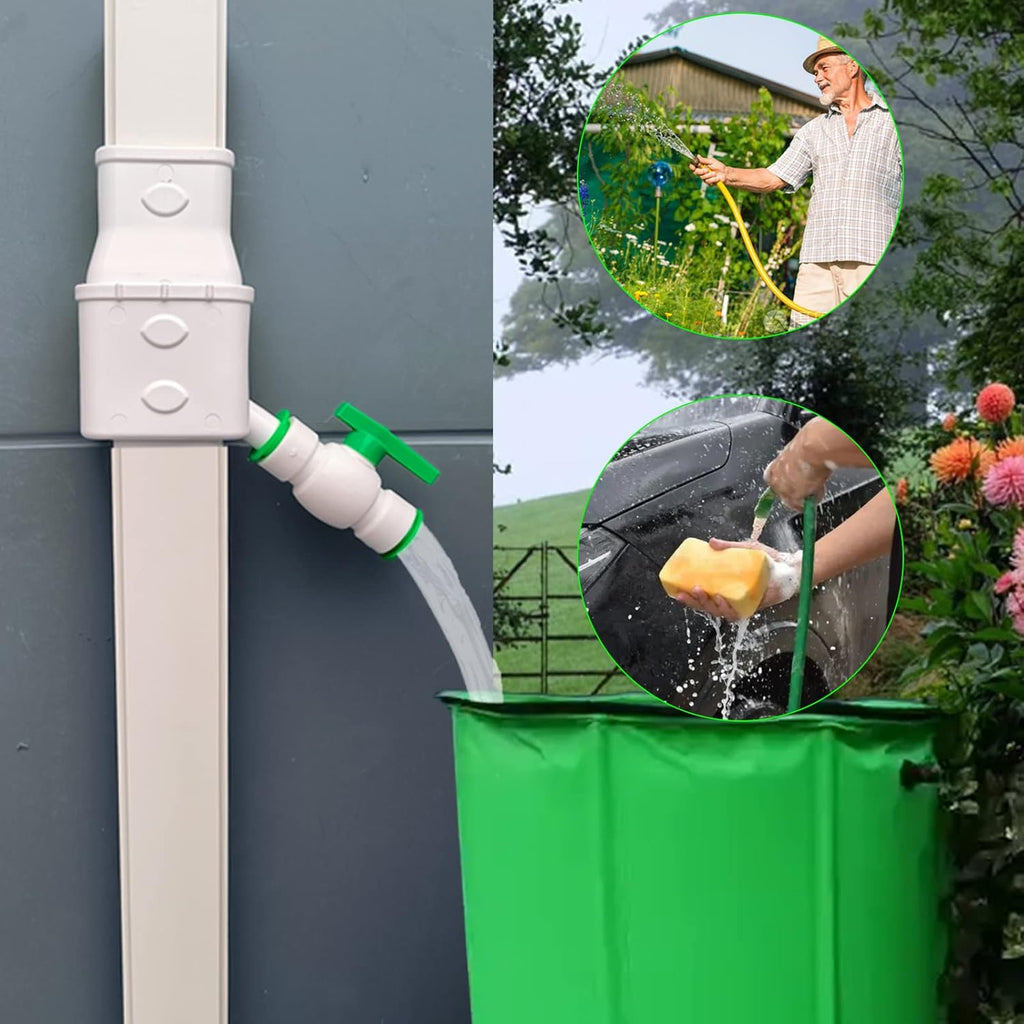 Rain Barrel Diverter Kit with Shut Off Valve for 2'' x 3'' Standard Gutter Downspout B2324