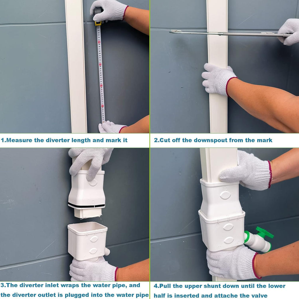 Rain Barrel Diverter Kit with Shut Off Valve for 2'' x 3'' Standard Gutter Downspout B2324
