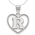 Sterling Silver Initial R Heart Necklace - 24 Inch K144