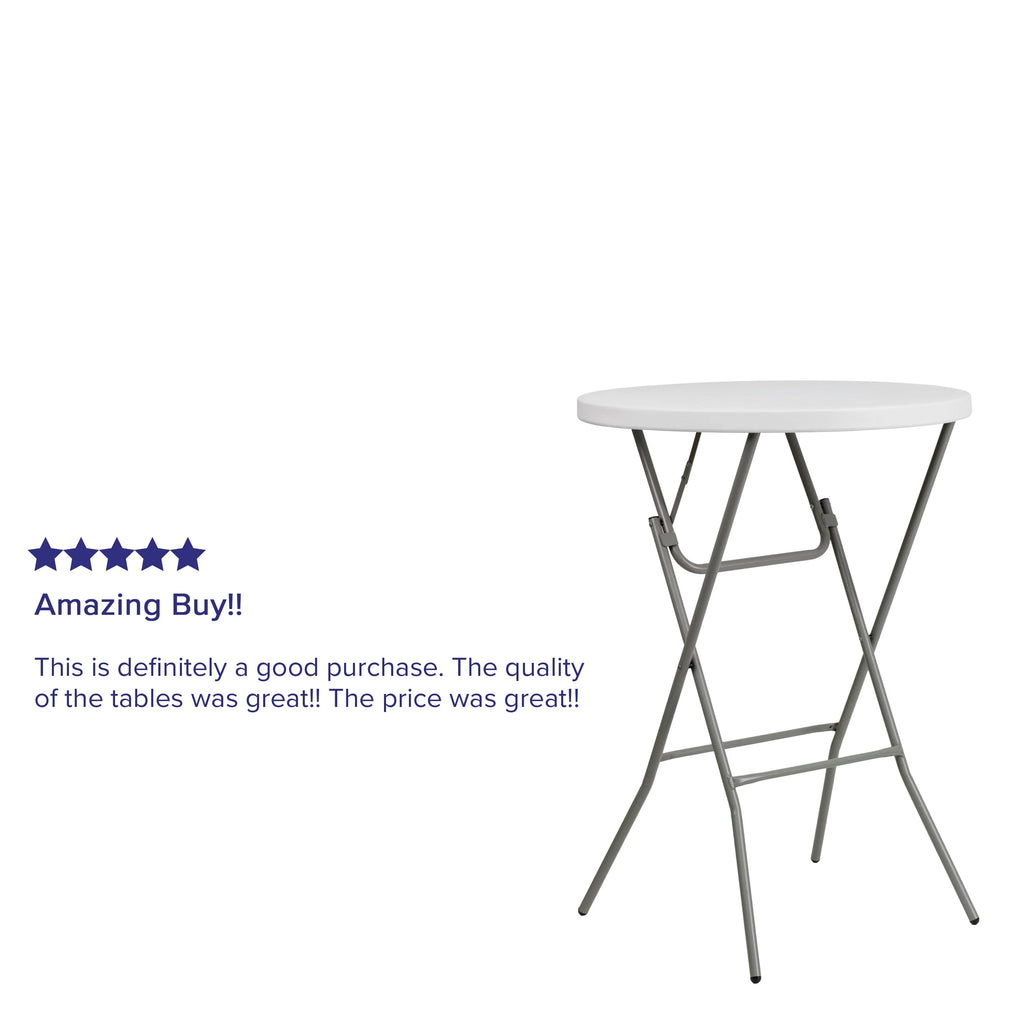 2.6-Foot Round Granite White Plastic Folding Table K611