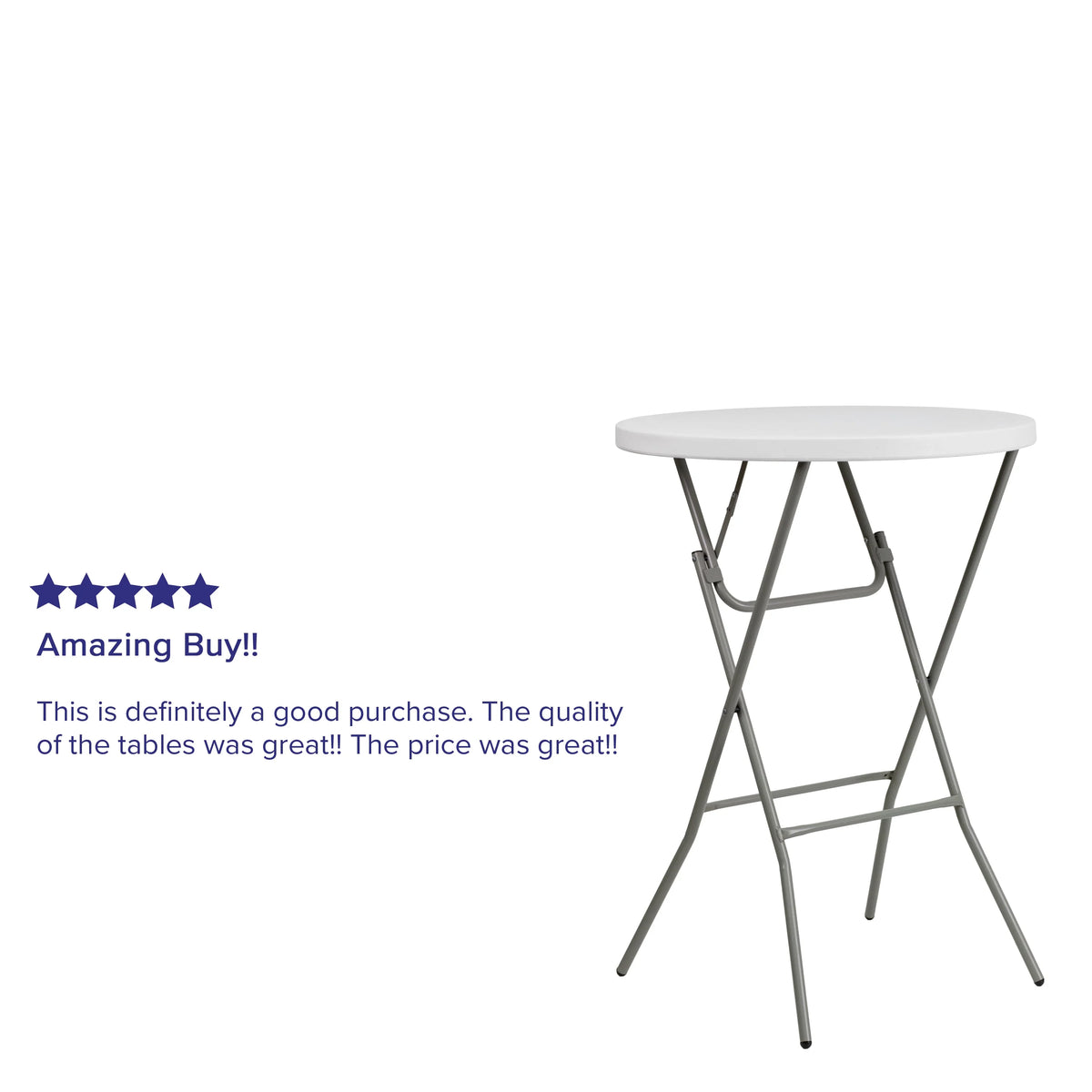 2.6-Foot Round Granite White Plastic Folding Table K611