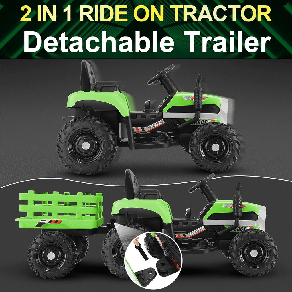Kids Ride on Tractor with Trailer, 12 V Battery Powered, Pink Q689