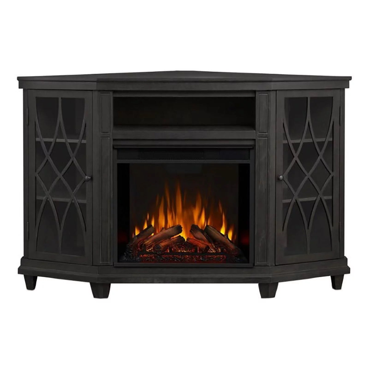 Gray Wood Corner Fireplace TV Stand Y692