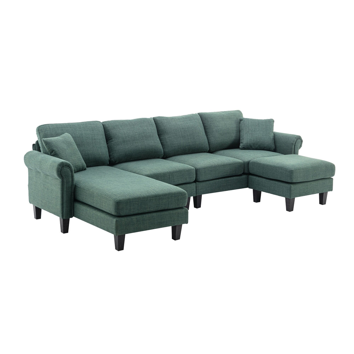 Green Sectional Sofa with Ottoman T3987