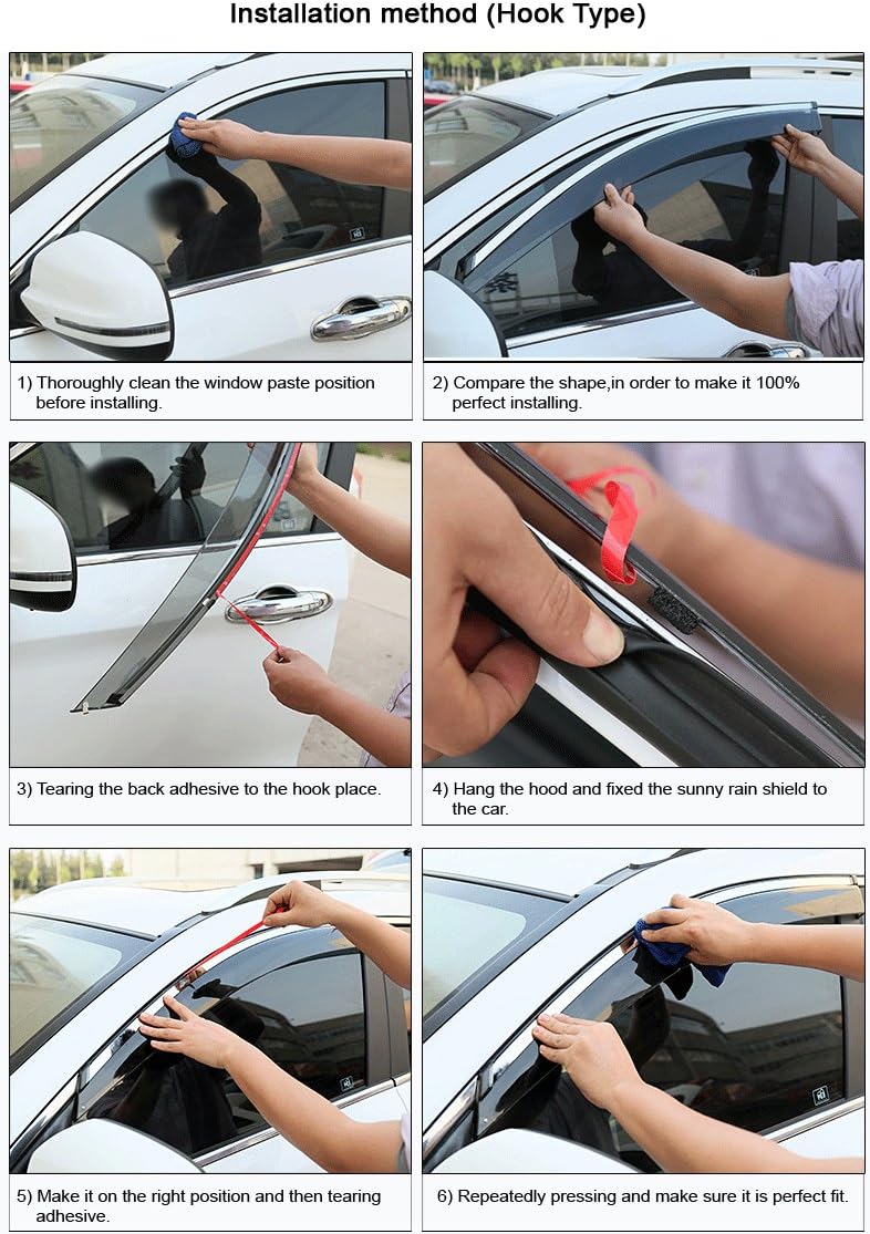 Car Window Visor Vent Shade Deflector Sun/Rain/Fog Guards P21333