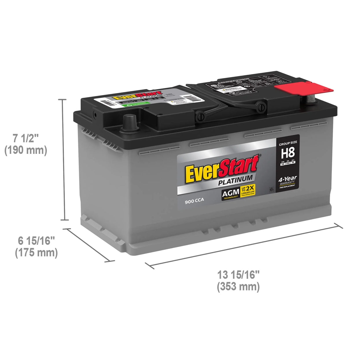 AGM Automotive Battery Group Size H8 12 Volt 850 CCA P4457