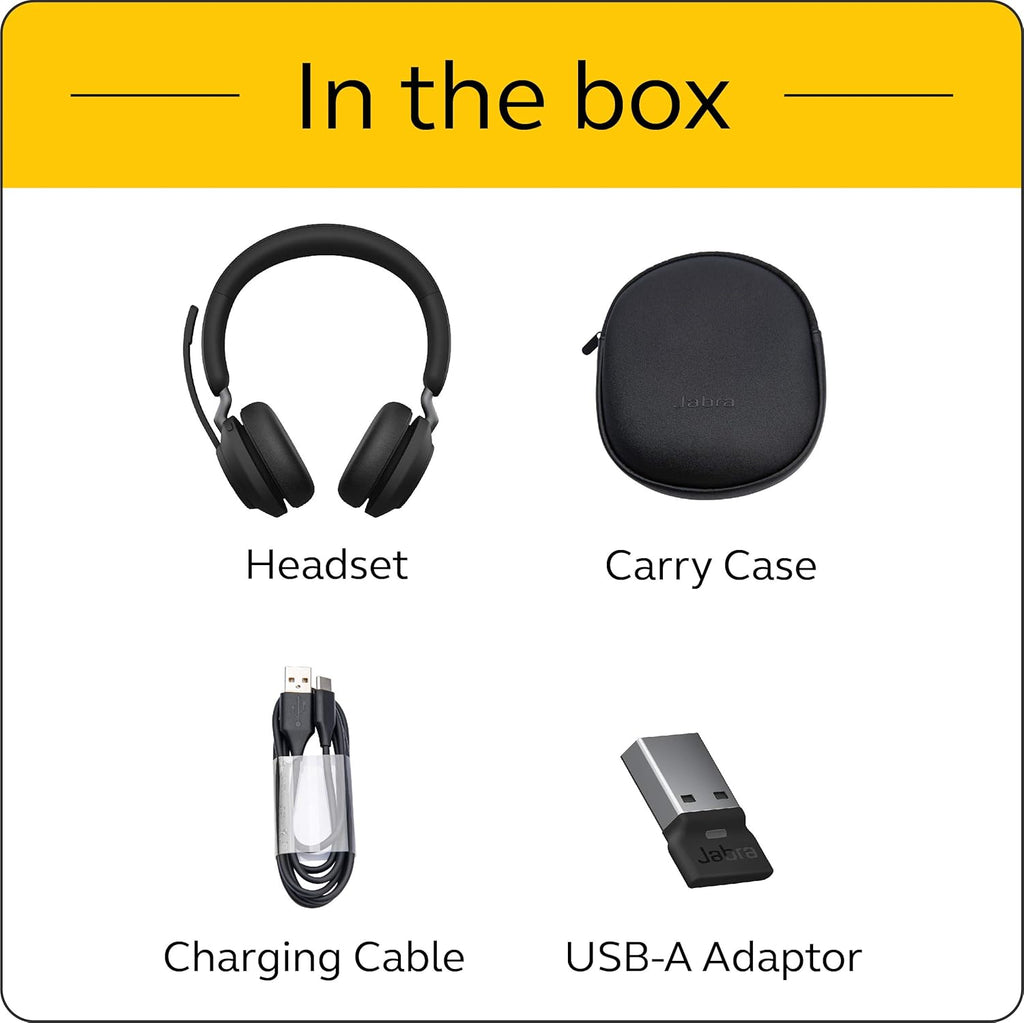Jabra Evolve2 65 Wireless Bluetooth Headset, Stereo, Black G314533