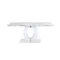 White Faux Marble Pedestal Base Dining Table Y686