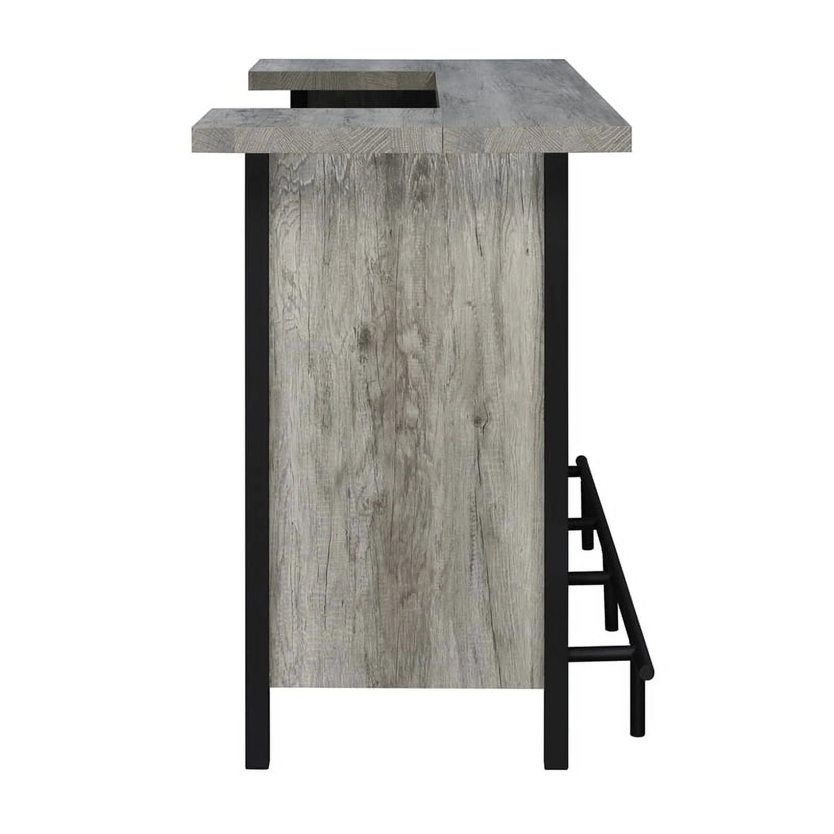 70.75"W Modern Wood Bar Unit in Gray Driftwood/Black P4657