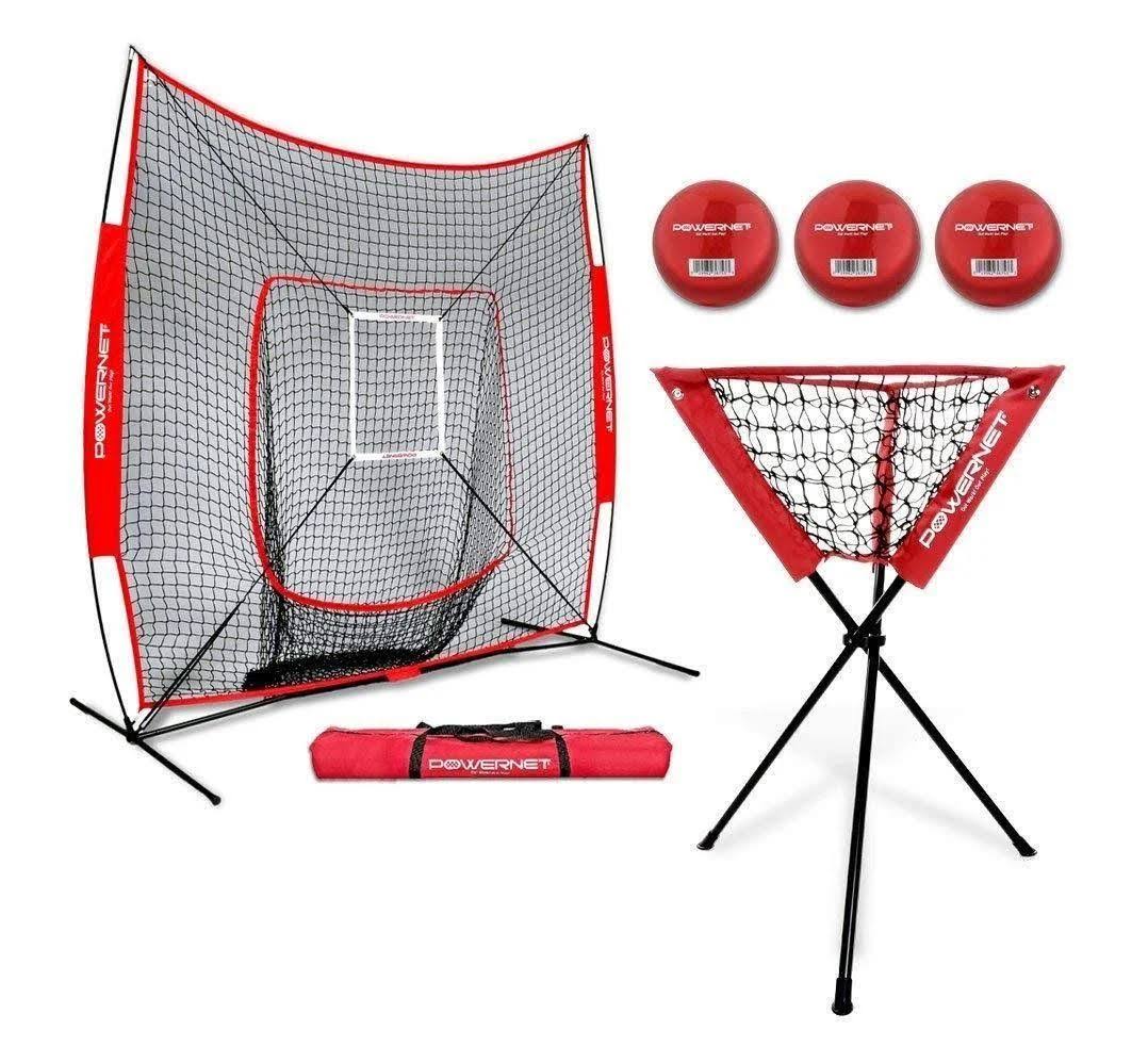 7x7 Practice Net Bundle with Strike Zone Ball Caddy and 3 Training Balls S1265