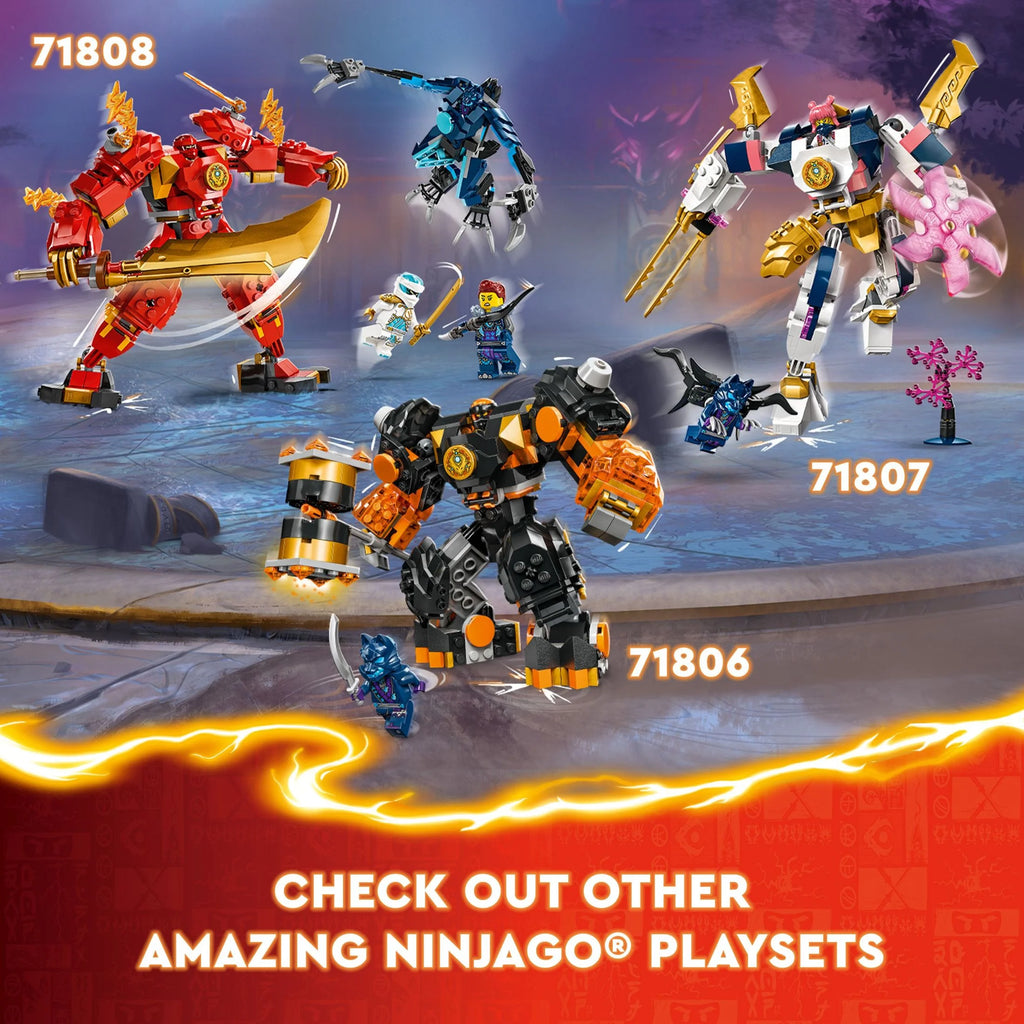 LEGO NINJAGO Kai’s Elemental Fire Mech Action Figure, Mini Ninja Toy with Red Ninja Figure plus Kai and Zane Minifigures, Adventure Set for Boys and Girls Ages 7 and Up G284053