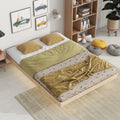 Full Size Grey Pinewood Floating Platform Bed with LED Lights T958573