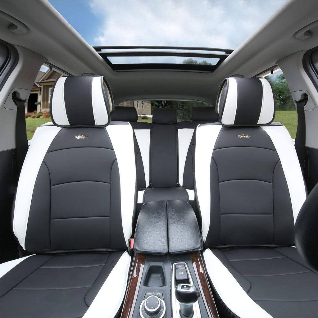 Faux Leather Full Set Car Seat Covers Blue/Black N3685