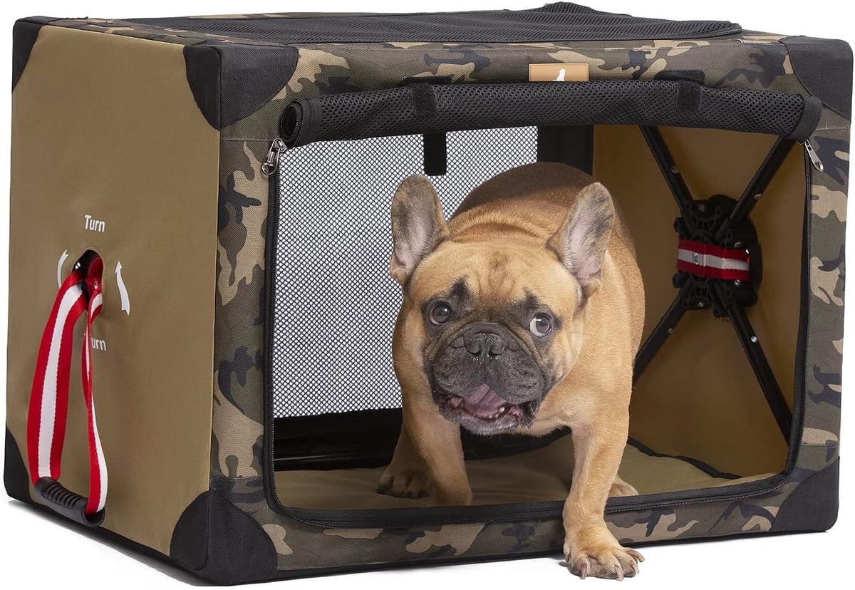 Army Green Large Portable Dog Crate with Carrying Bag B9802