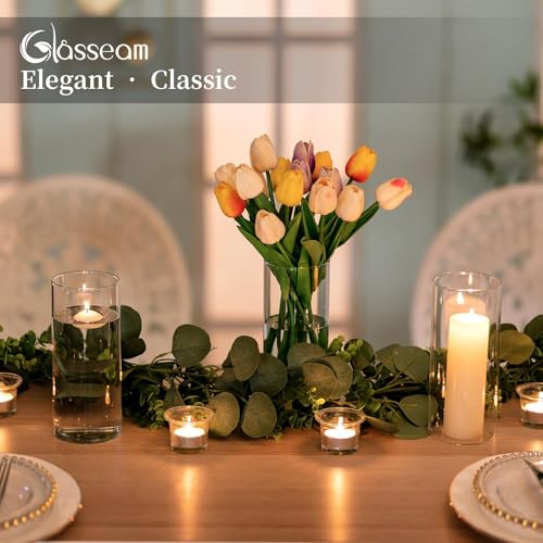Glass Cylinder Vases Set of 12, Clear Flower Vase, 6in W8499