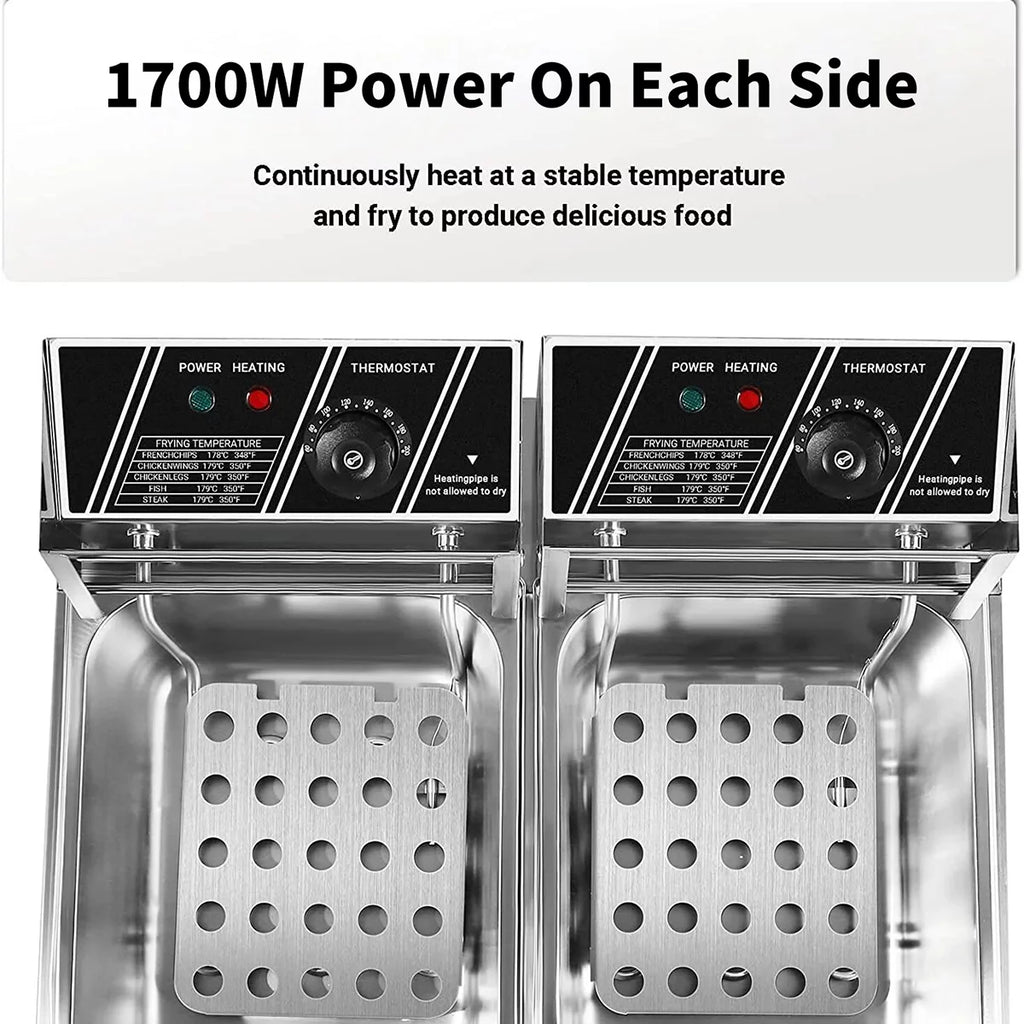 3400W Deep Fryer with Dual Baskets 6L Tank K6645