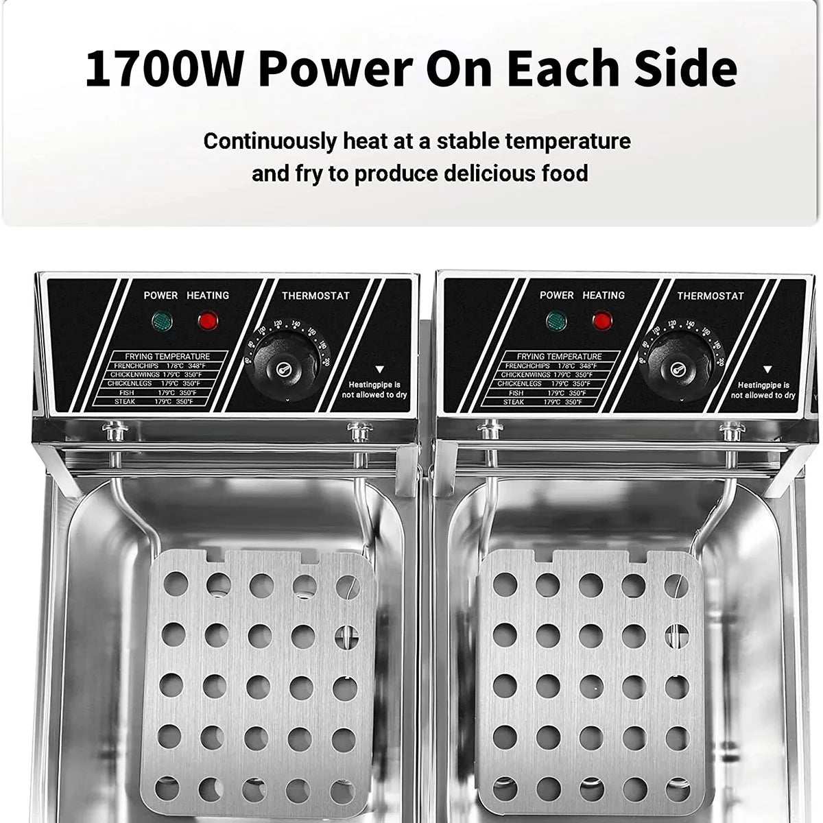 3400W Deep Fryer with Dual Baskets 6L Tank K6645