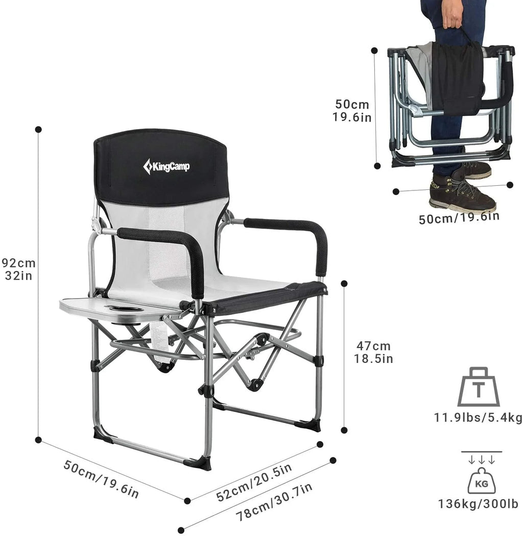 2 Pack Heavy Duty Folding Mesh Camping Chair with Side Table U410422