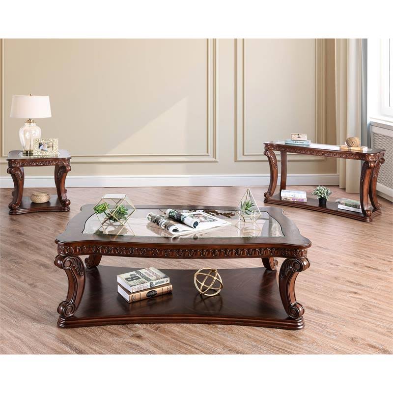 Dark Oak Wood Open Shelf Sofa Table I659