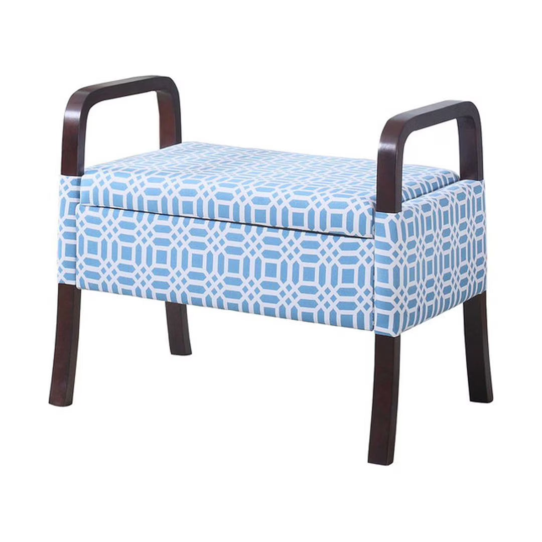 Monochrome Print Wooden Vanity Storage Seat R8182