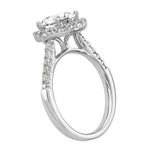 14 Karat White Gold Round Halo Moissanite Engagement Ring G7173