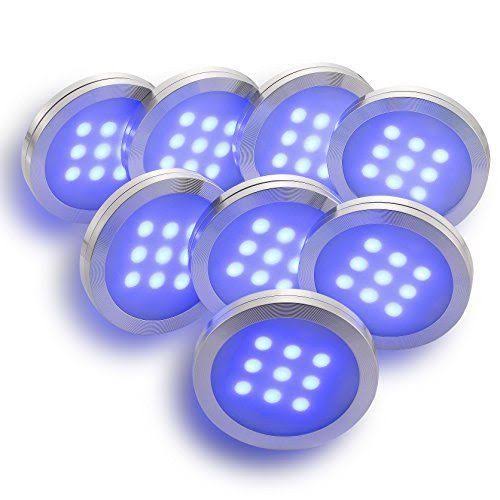 RGB LED Under Cabinet Lights Kit 8 Packs Aluminum Slim I642972