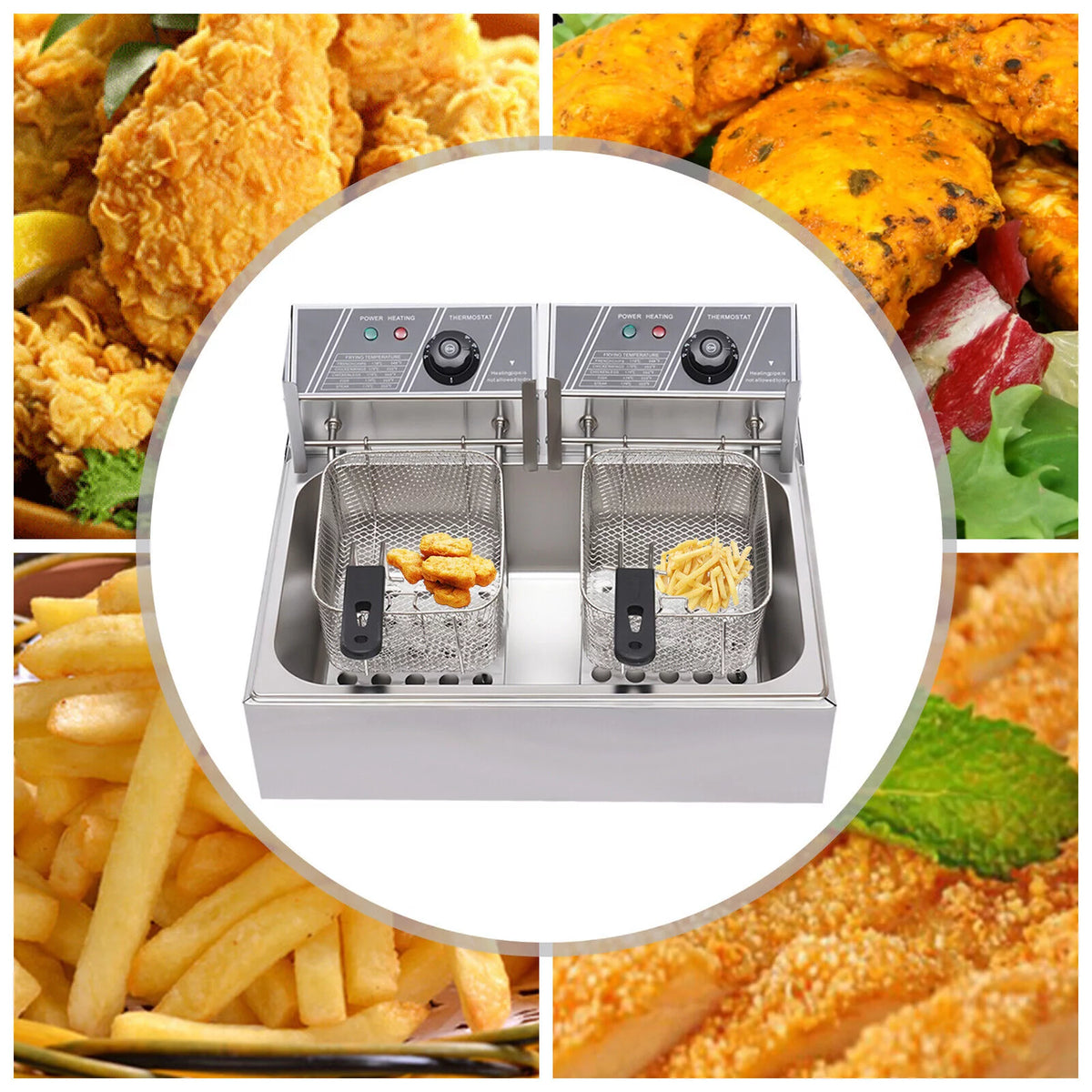 12L Stainless Steel Electric Deep Fryer 5000W Y59416