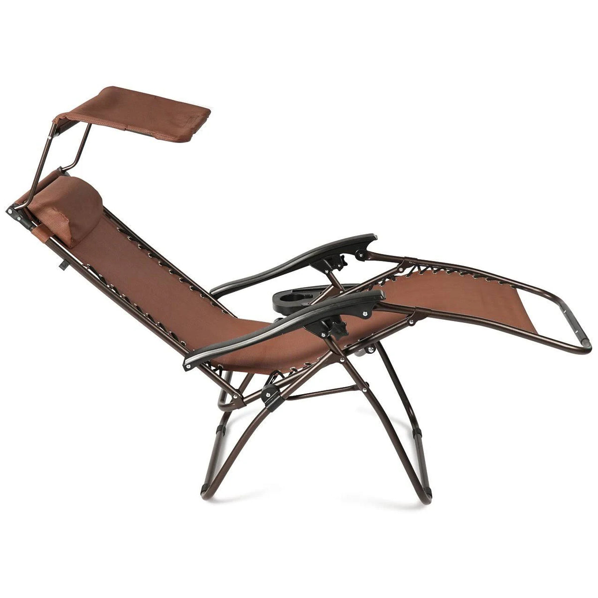 Zero Gravity Folding Chair with Canopy Brown R65873