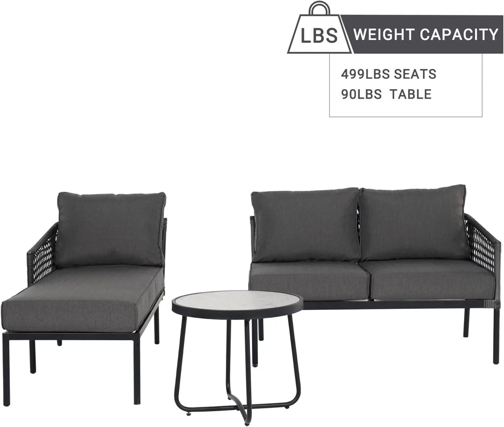 3-Piece All-Weather Wicker Sectional Sofa Set with Cushions O5322