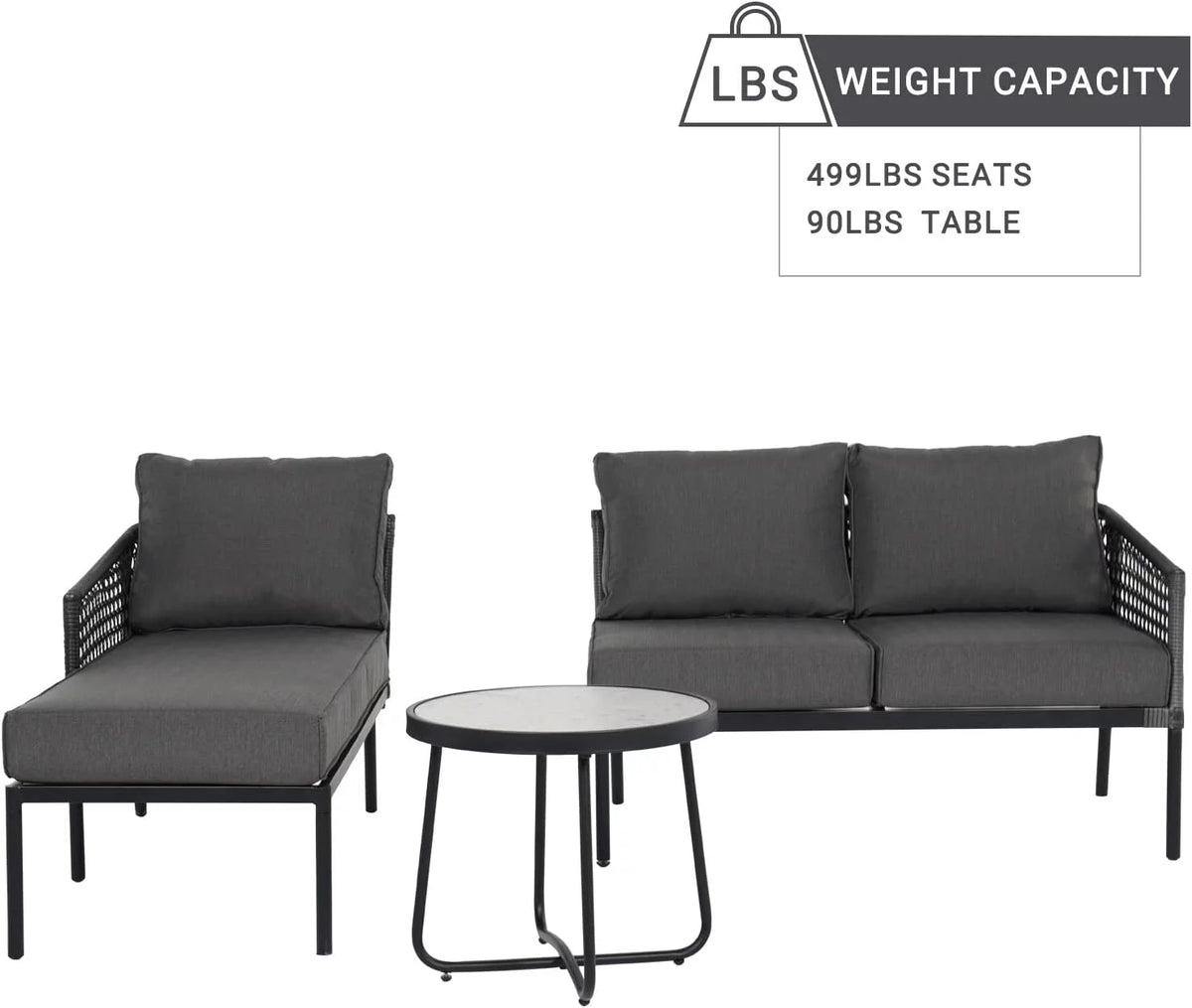 3-Piece All-Weather Wicker Sectional Sofa Set with Cushions O5322