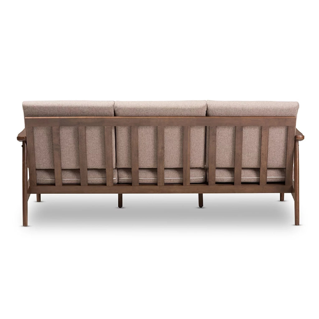 Light Brown Fabric Upholstered 3-Seater Sofa X7526