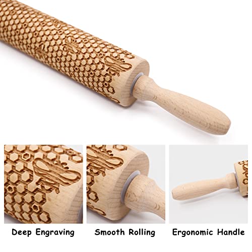 Wooden Embossed Rolling Pin E662