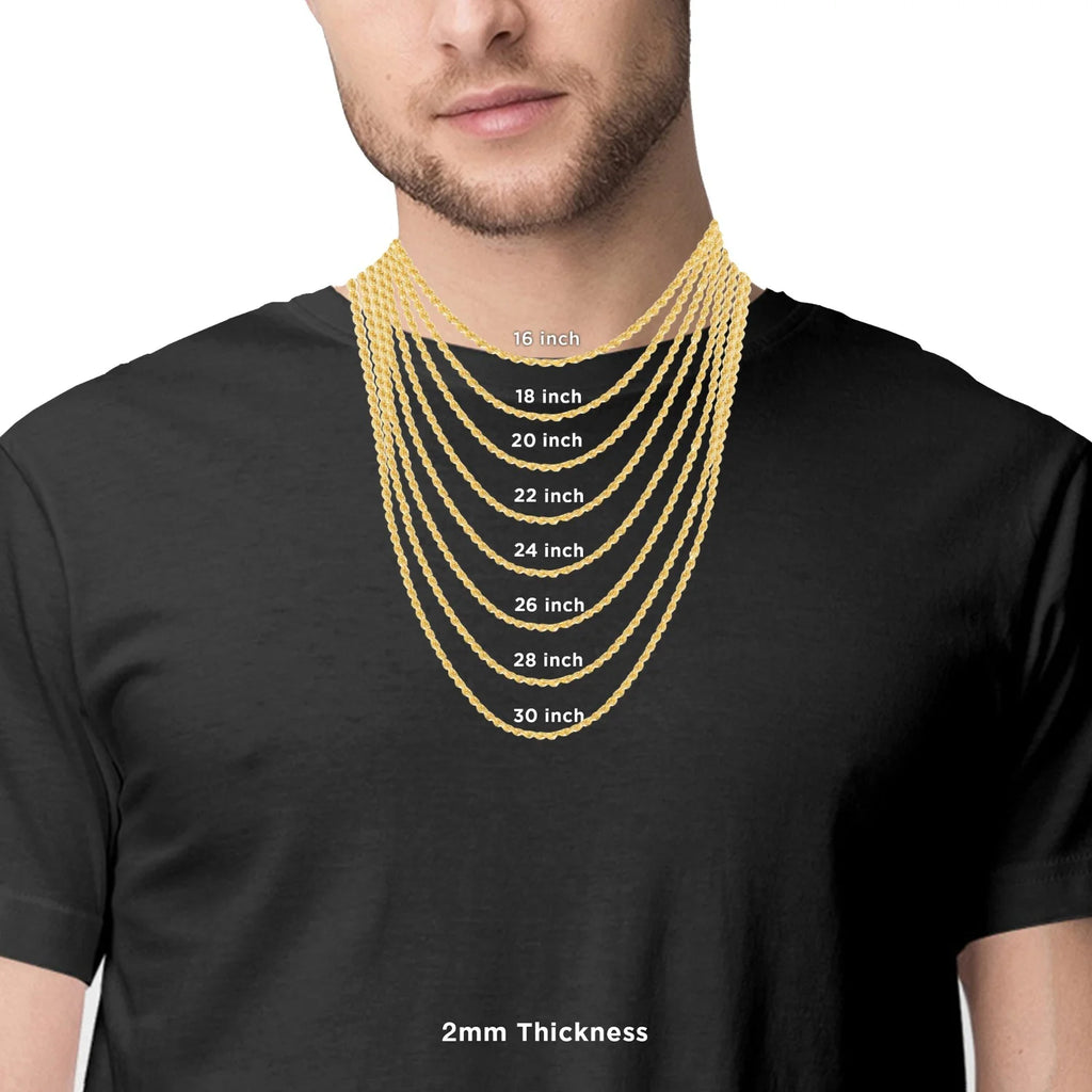 18 Inches Gold Plated Rope Chain Necklace H171