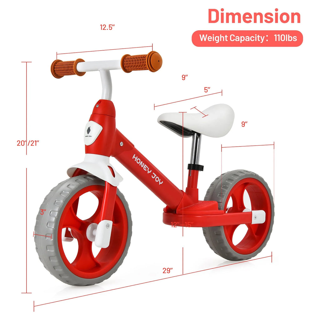 Kids Balance Bike Toddler Training Bicycle Red E302