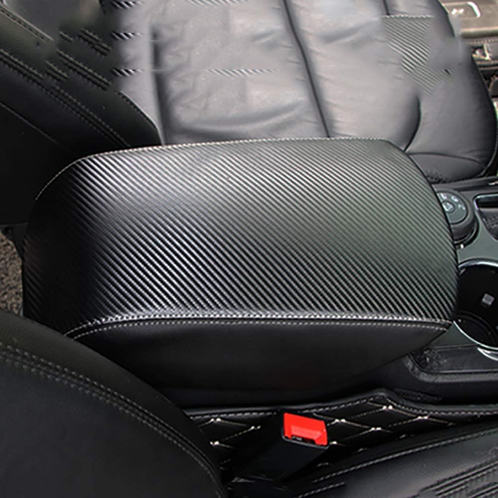 Black Leather Center Console Armrest Cover Q8542
