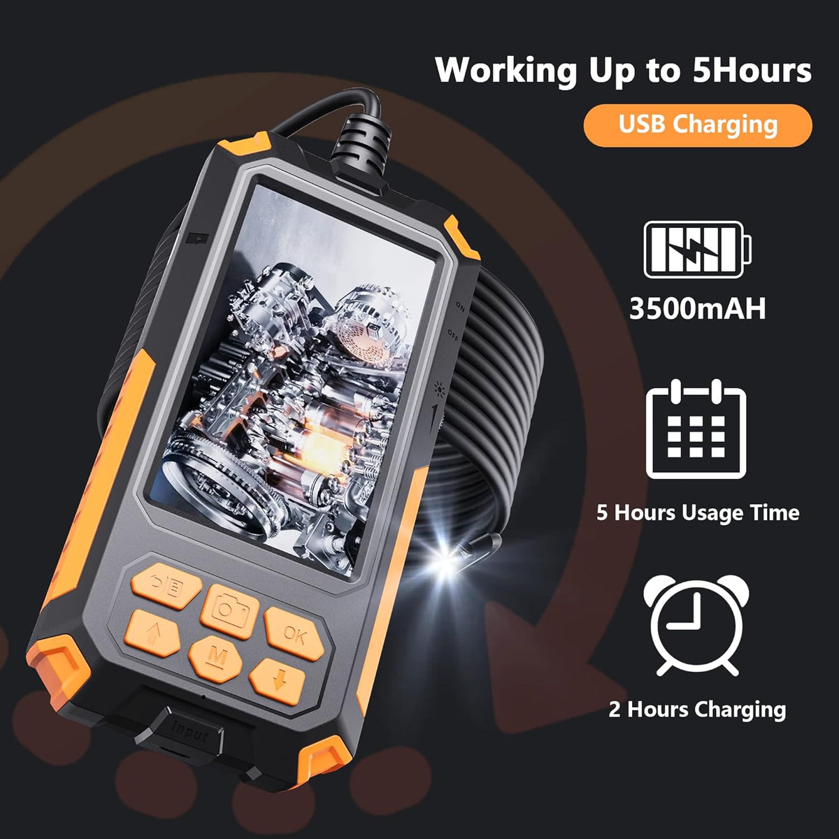 7.9mm 1080P Dual Lens Borescope Endoscope Camera with 4.5 IPS Screen G44660