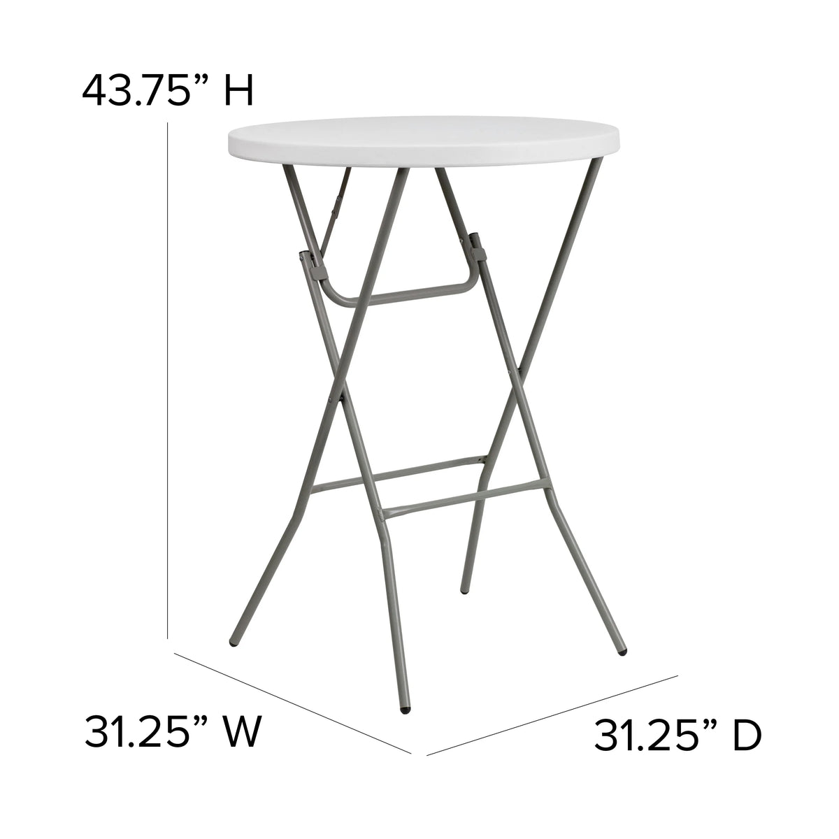 2.6-Foot Round Granite White Plastic Folding Table K611