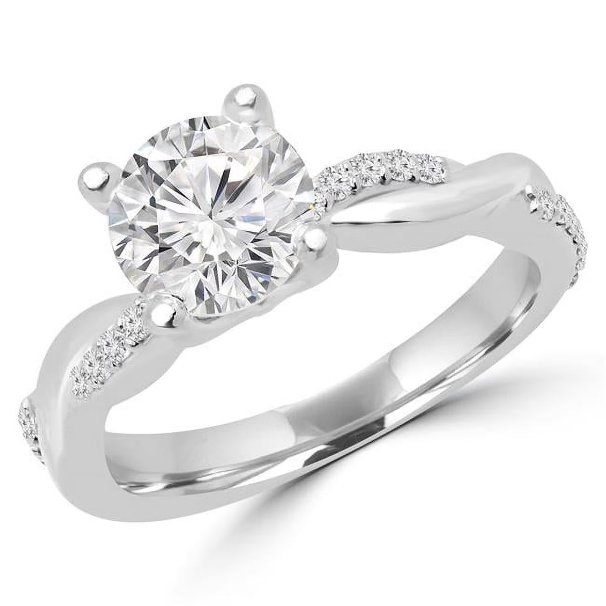 14K White Gold Diamond Solitaire Engagement Ring V81342