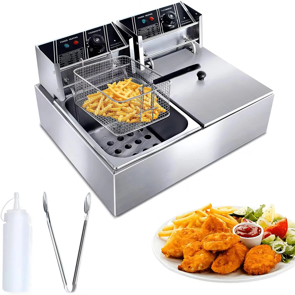 3400W Deep Fryer with Dual Baskets 6L Tank K6645