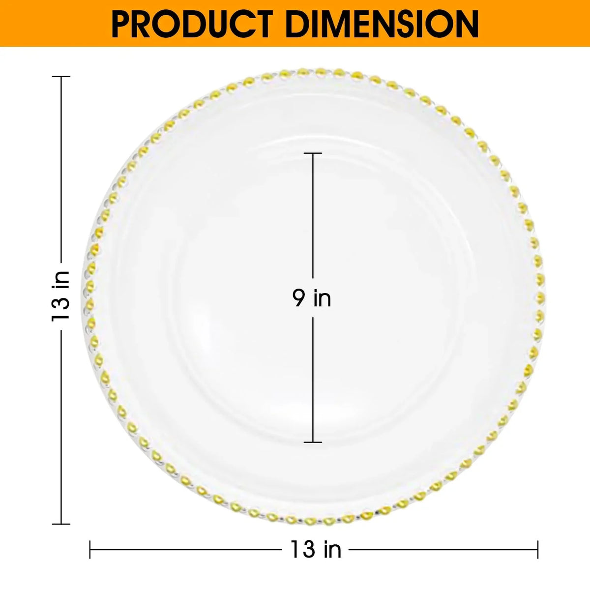 Gold Beaded Glass Charger Plates S754