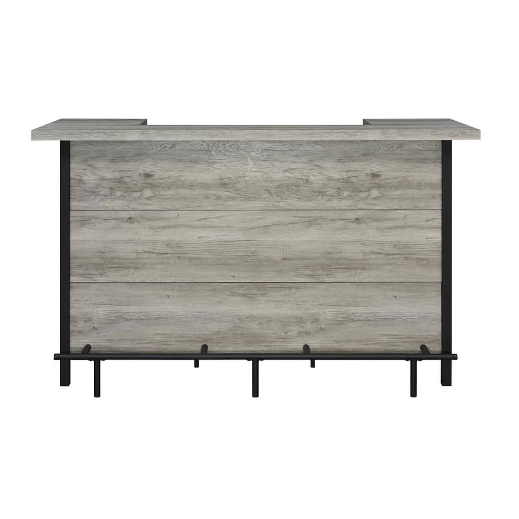 70.75"W Modern Wood Bar Unit in Gray Driftwood/Black P4657