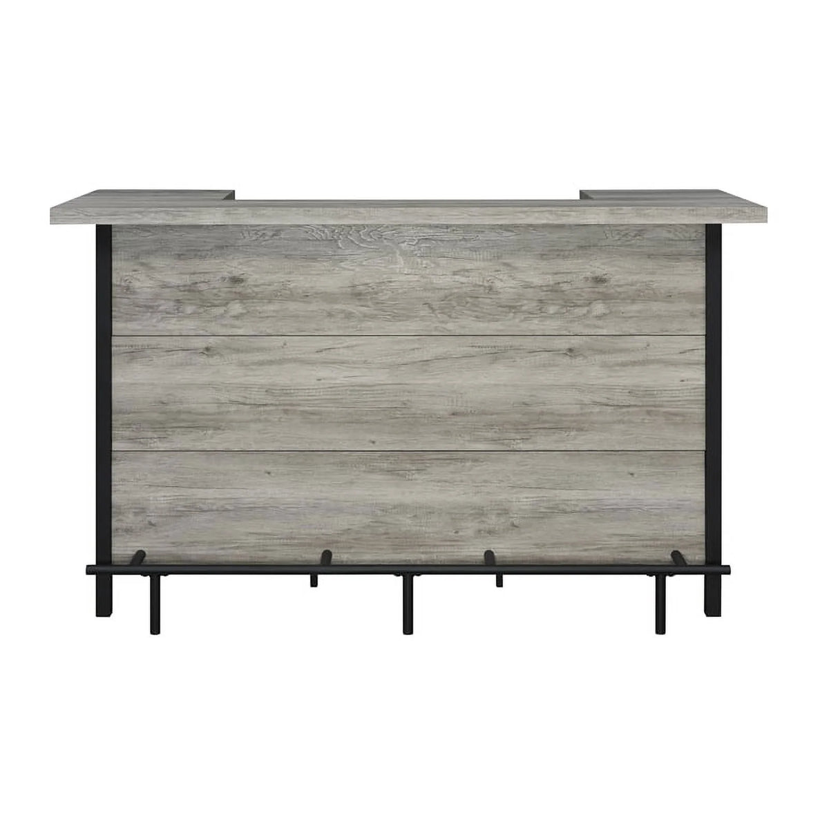 70.75"W Modern Wood Bar Unit in Gray Driftwood/Black P4657
