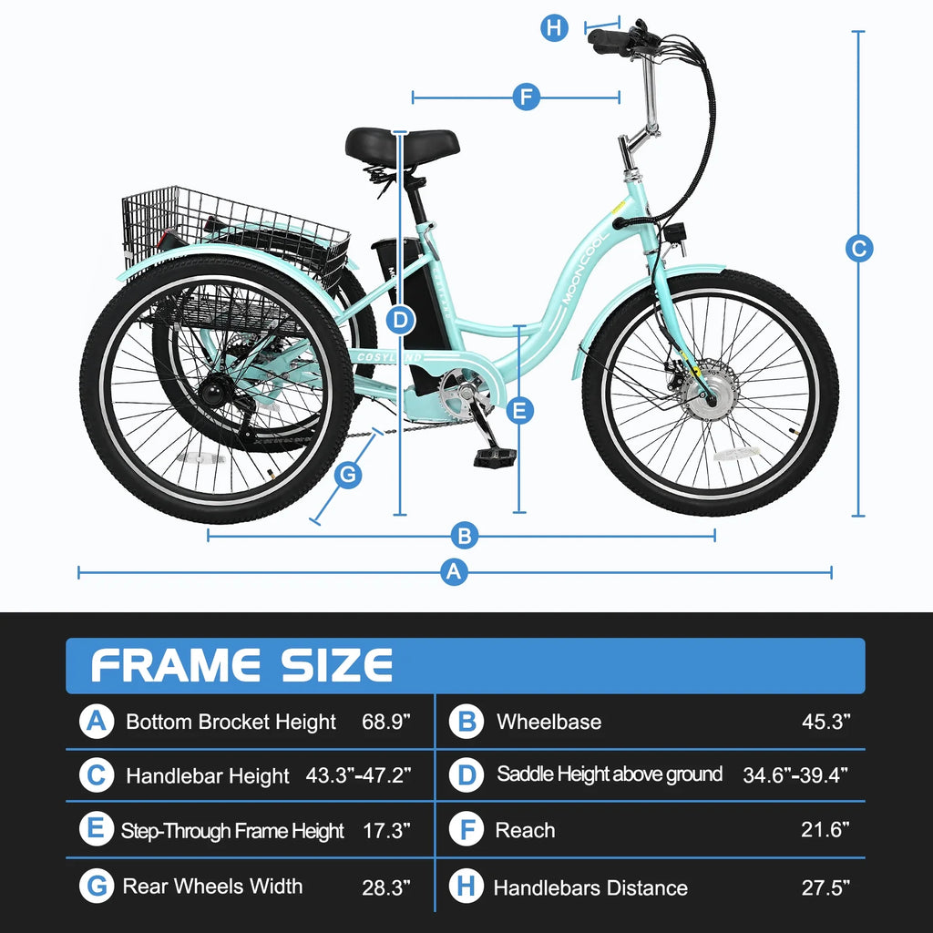 3 Wheel Electric Bike with Removable 36V 10Ah Lithium Battery T829312