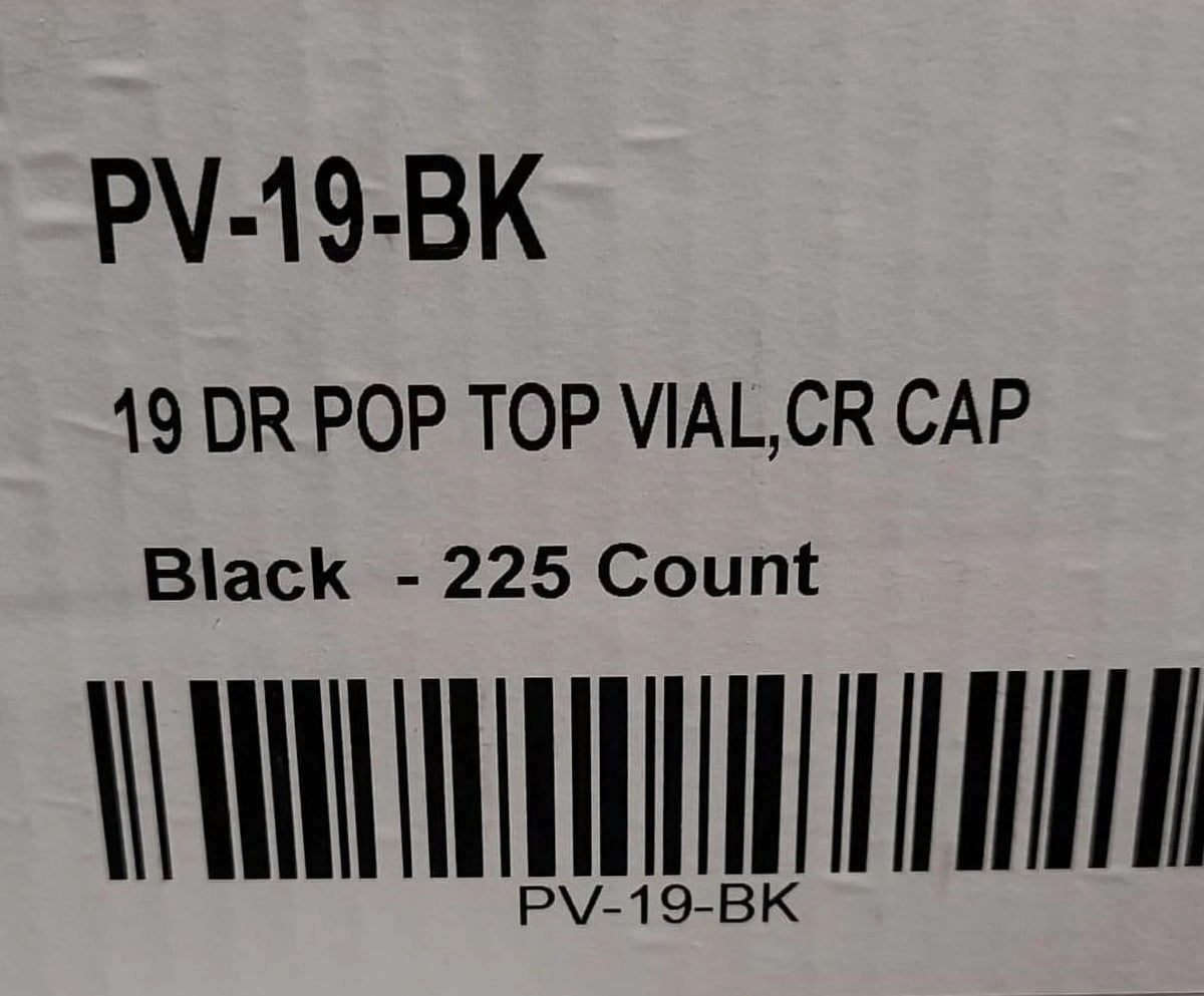 225 Pc Black Child Resistant Pop Top Vial R28522