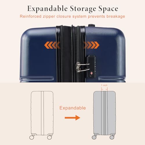 Navy Blue 24 Inch Hard Shell ABS Spinner Luggage L46473