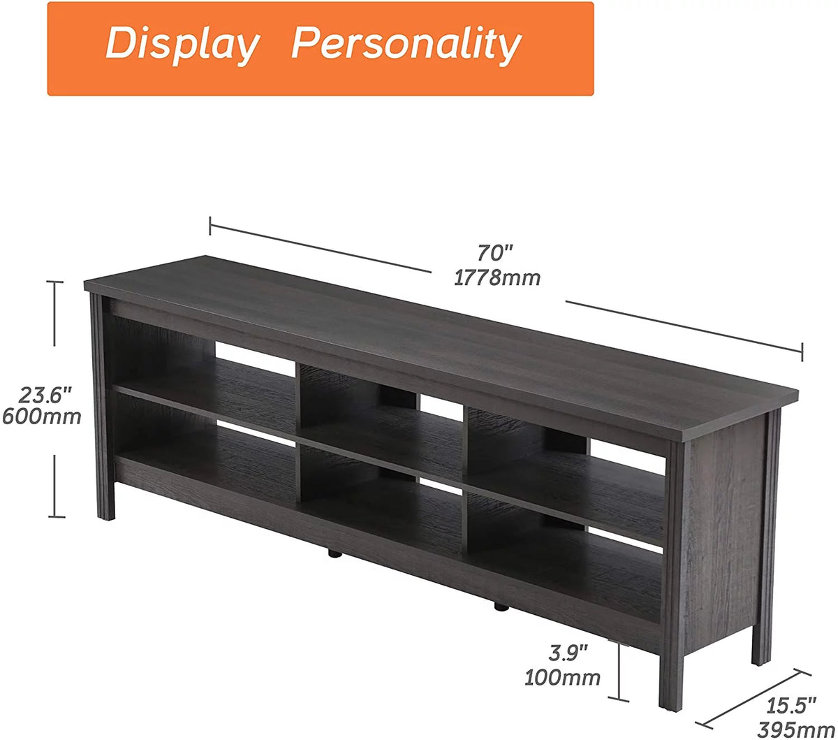 Black TV Stand with 6 Storage B610